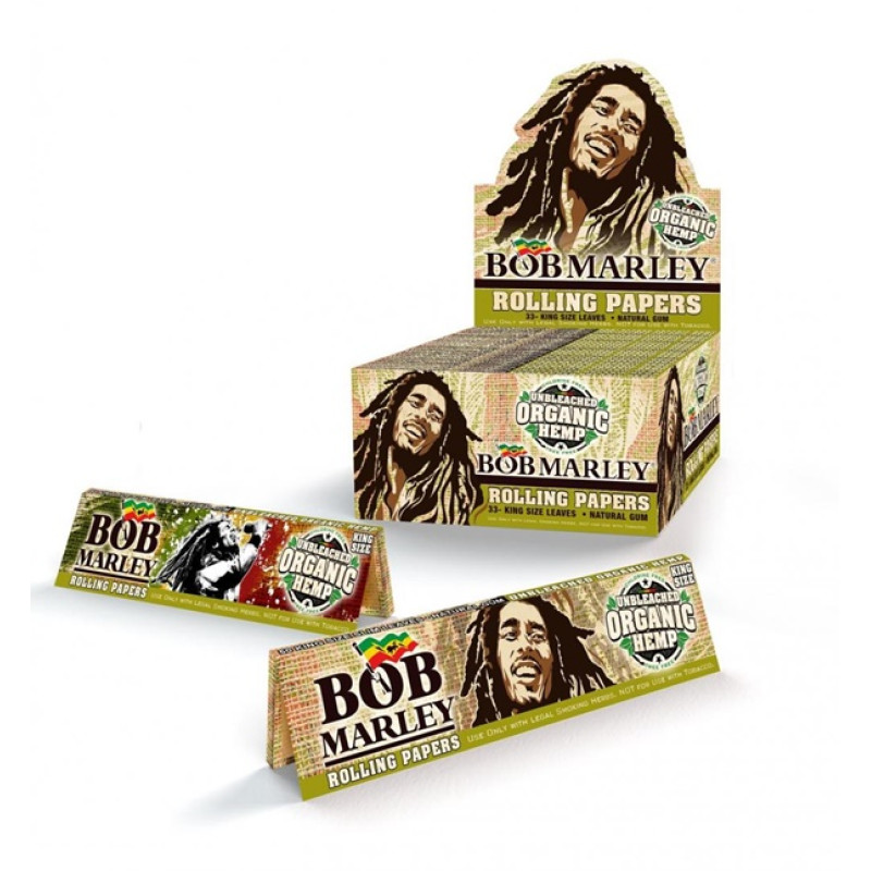 BOB MARLEY KING SIZE UNBLEACHED ORGANIC HEMP ROLLING PAPER 50CT/BOX