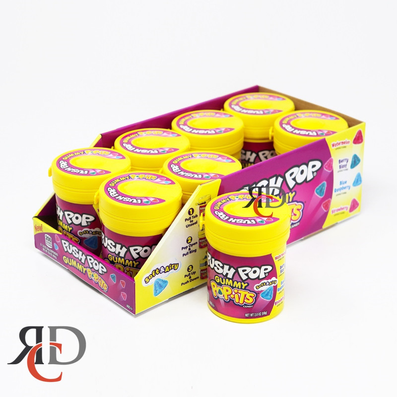 BAZOOKA PUSH POP GUMMY POP-ITS 8 CT / DISPLAY