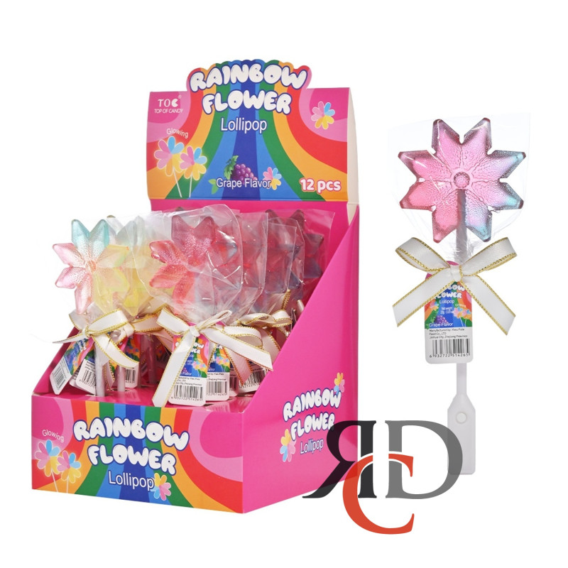 TOP OF CANDY LED CANDY RAINBOW FLOWER LOLLIPOP GRAPE FLAVOR 12CT/ DISPLAY