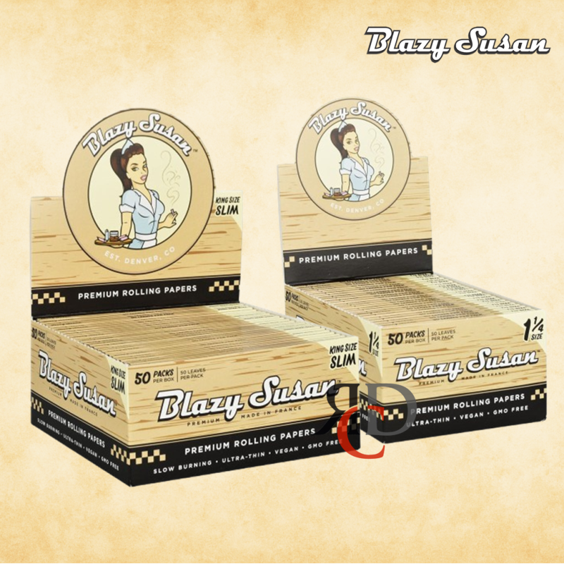 BLAZY SUSAN UNBLEACHED ROLLING PAPERS - 50CT/ DISPLAY
