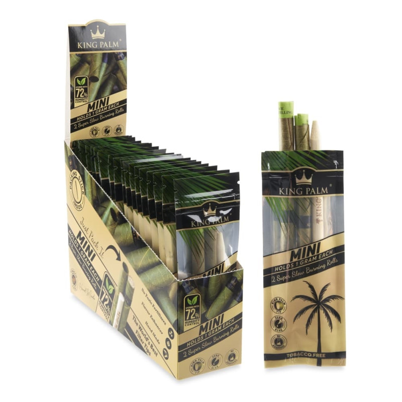 KING PALM MINI SIZE NATURAL PRE-ROLL 2PK LEAF TUBES - 20CT