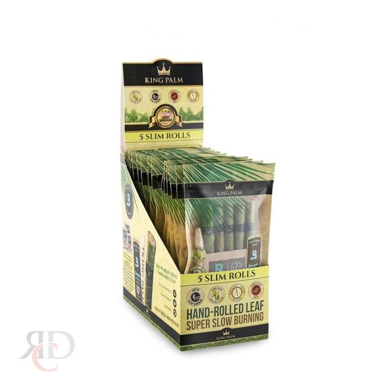 KING PALM SLIM SIZE 5PK W/ BOVEDA - 15CT/PACK