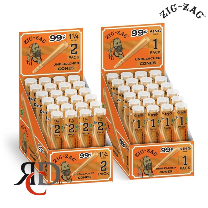 ZIG ZAG CONE UNBLEACHED - 2 CT - 24PK/ DISPLAY