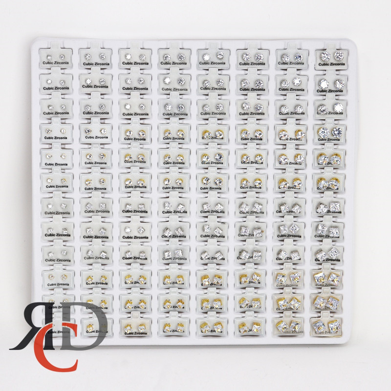 CUBIC ZIRCONIA REFIL TRAY GOLD & SILVER 96CT/ DISPLAY