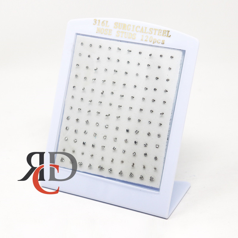 MINI NOSE STUD SILVER SURGICAL STEEL 120PC - DSPLY36