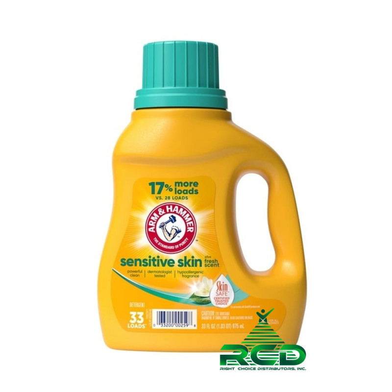 ARM AND HAMMER LIQUID DETERGENT 33oz SENSITIVE SKIN FRESH SCENT 1CT
