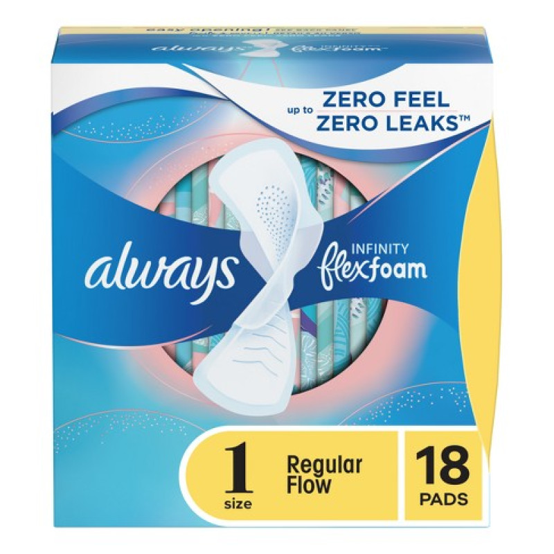 ALWAYS REGULAR 18CT SIZE 1 INFINITY FLEXFOAM WITH WINGS