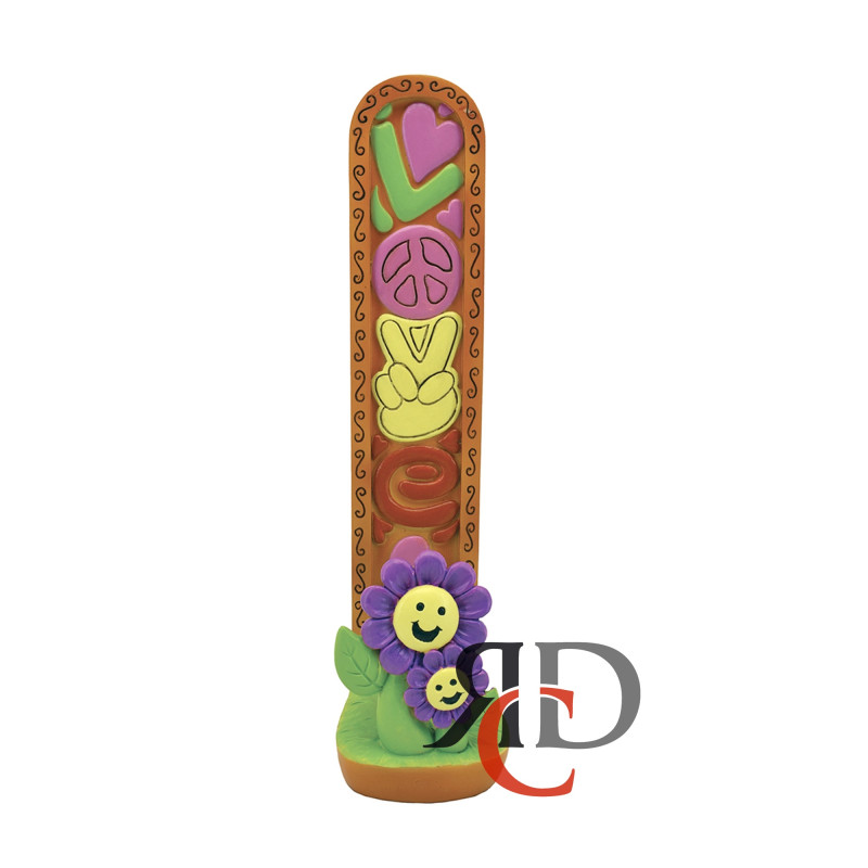 INCENSE HOLDER UPRIGHT LOVE FLOWER POLYSTONE IN60 1CT