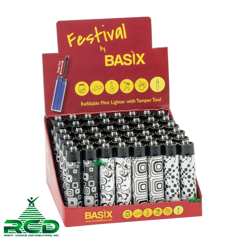 BASIX LIGHTERS 48CT - BLACK & WHITE PATTERNS