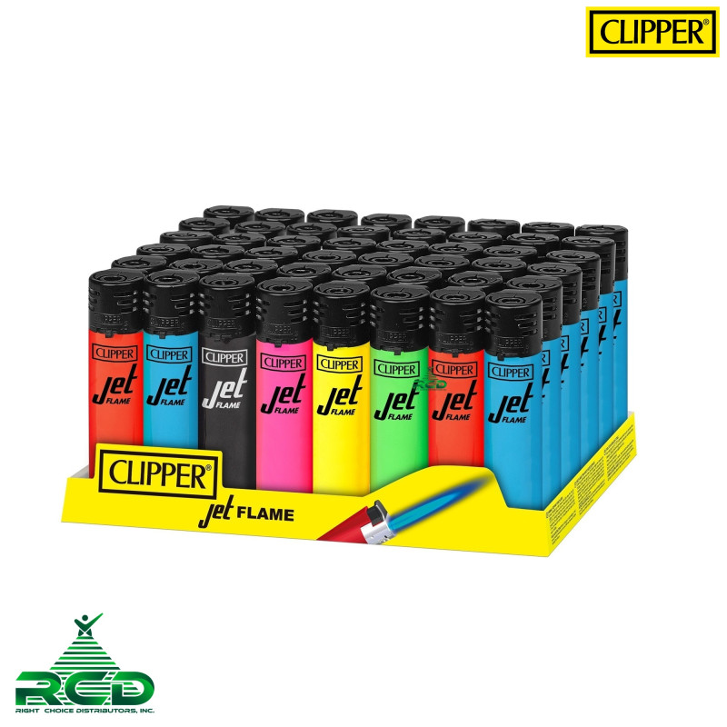CLIPPER LIGHTER JET FLAME 48CT/ DISPLAY - FLUO ON BLACK