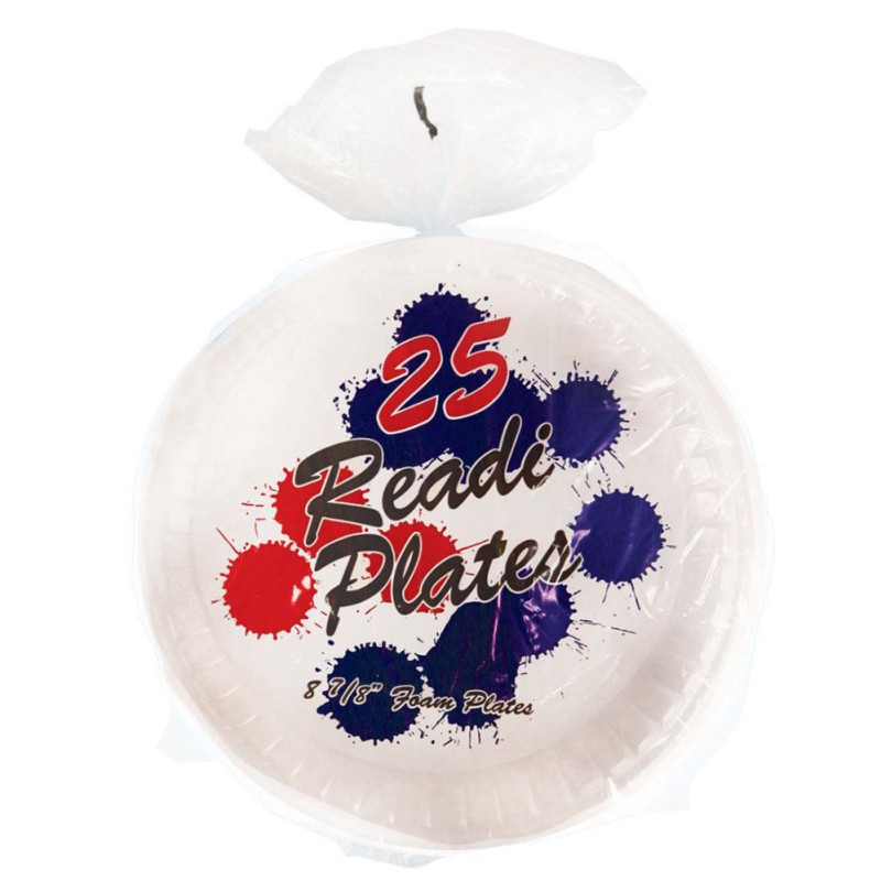 READI FOAM PLATE 8 X 7.8 IN WHITE - 1/25CT
