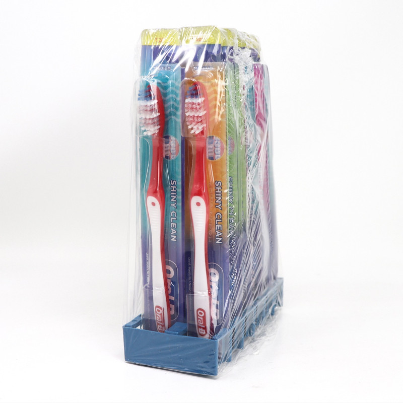 ORAL-B SHINY CLEAN TOOTH BRUSH MEDIUM 12CT/ PACK