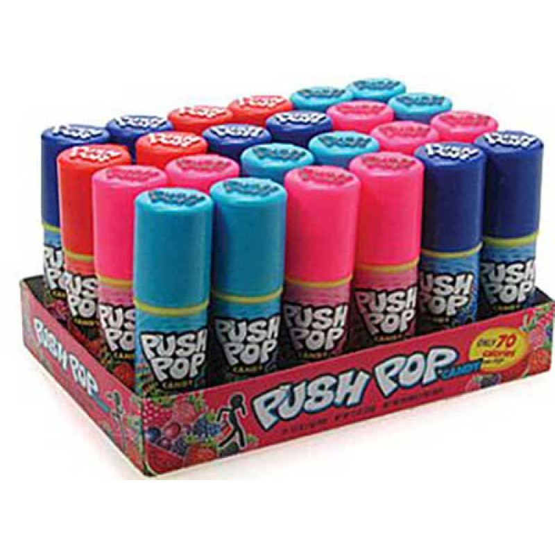 BAZOOKA PUSH POP FRUIT CANDY 24CT/PACK