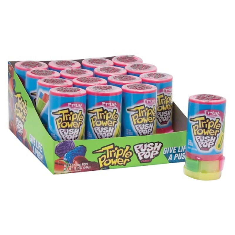 BAZOOKA PUSH POP TRIPLE POWER 16CT/ DISPLAY