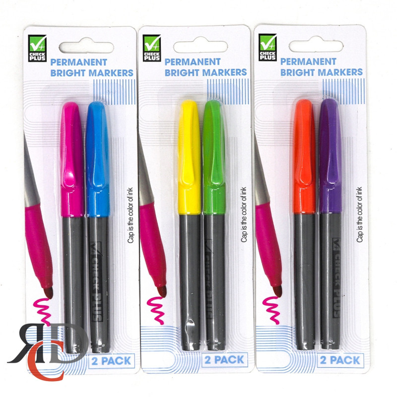 CHECK PLUS PERMANENT BRIGHT MARKERS 2CT/ DISPLAY
