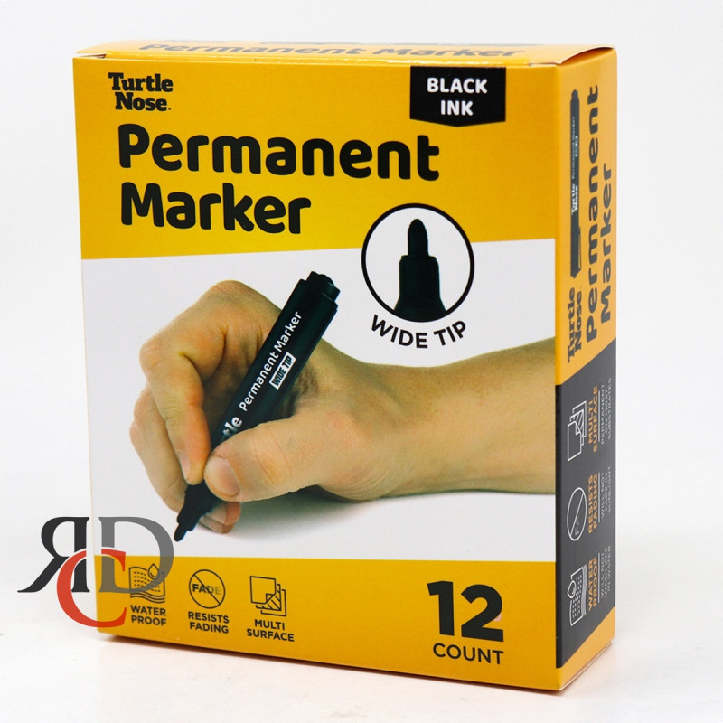 TURTLE NOSE WIDE TIP BLACK PERMANENT MARKER 12CT/ PACK