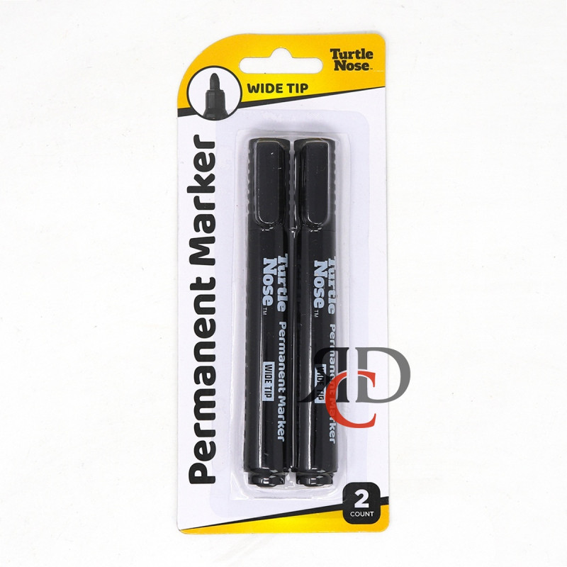 TURTLE NOSE WIDE TIP BLACK PERMANENT MARKER 2CT/ PACK