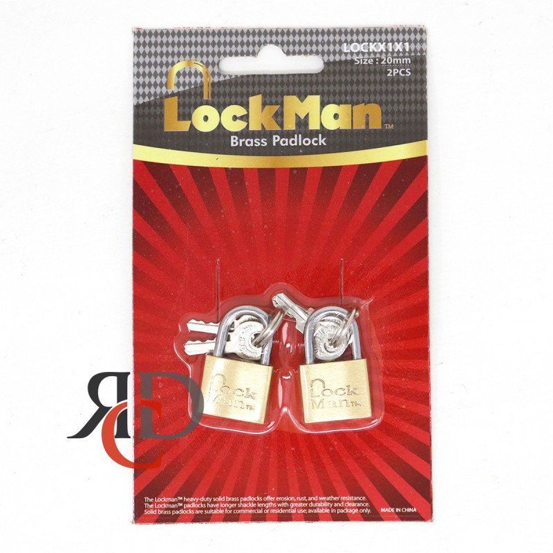 LOCKMAN BRASS BLISTER PACK 20MM 1 CT