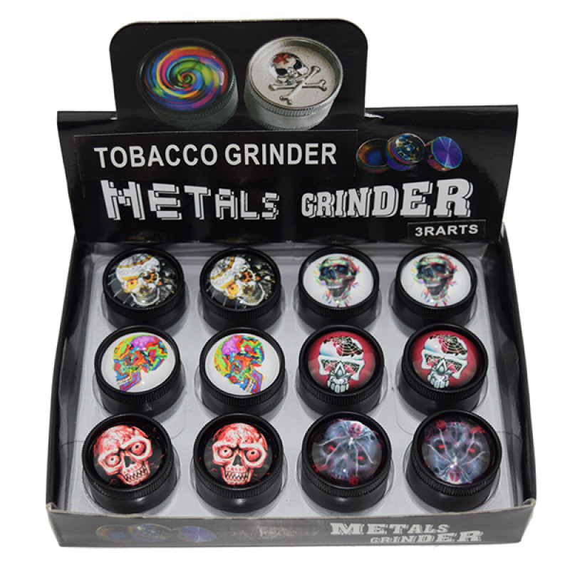 GRINDER 3PART 30MM CRYSTAL BALL - SKULL