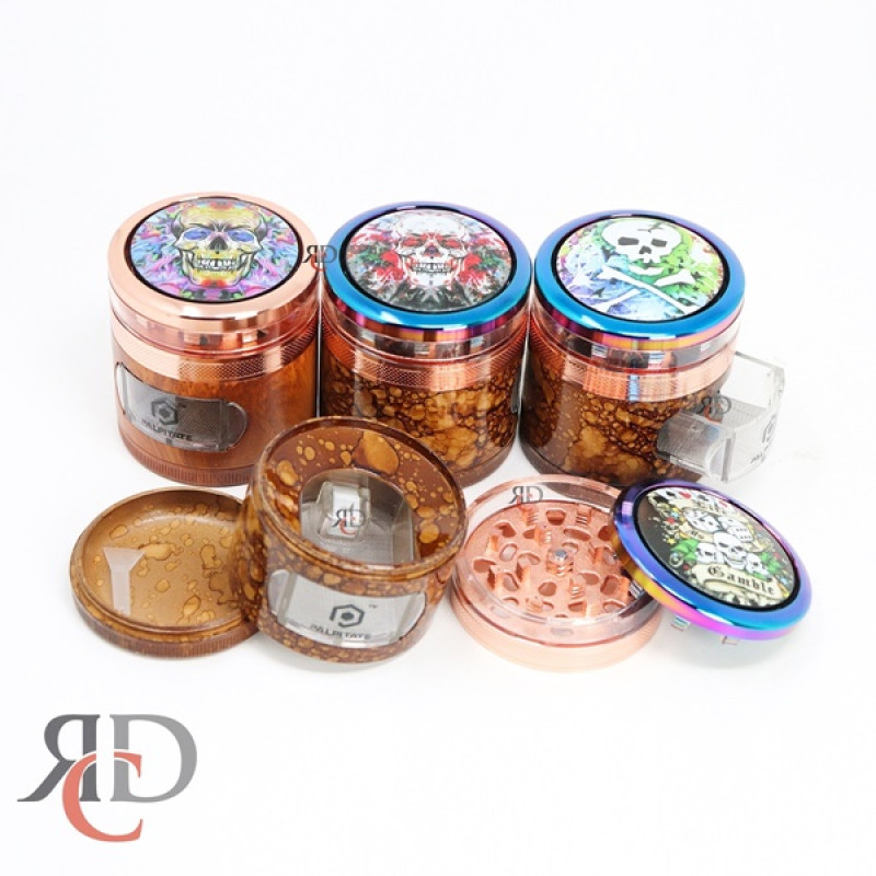 GRINDER 4 PART 53MM DIAMETER WITH WINDOW ON 3RD SKULL GRD9034 1CT