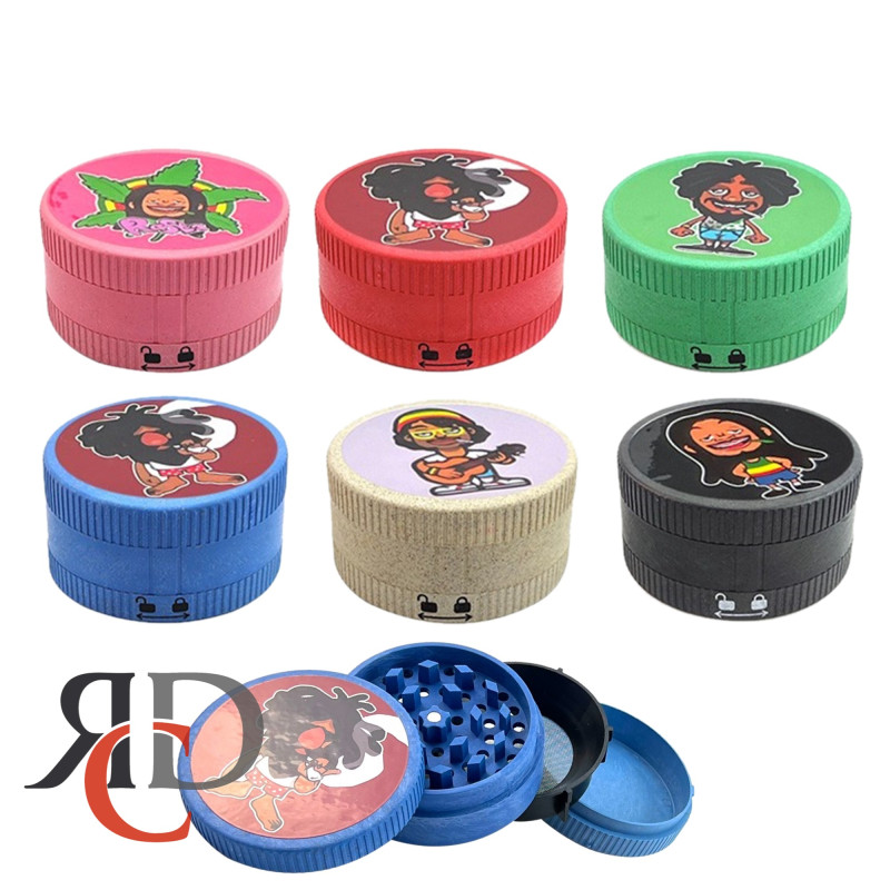 GRINDER ACRYLIC 4 PART 80MM WITH FUN RASTA CHRACTER THEME 1CT - GRD3012