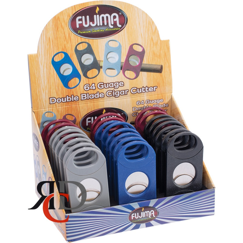 FUJIMA 64 GAUGE DOUBLE BLADE COLOR CIGAR CUTTER 24CT/ DISPLAY - CIGCUT05