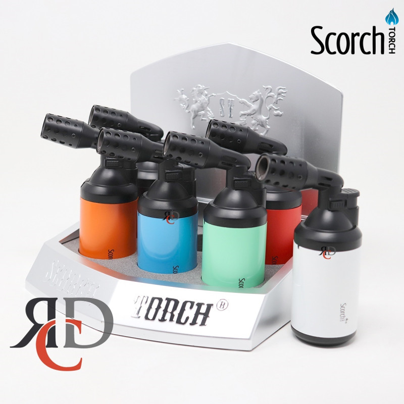 SCORCH TORCH X-MAX SERIES 45DEG MODERN BLOW TORCH W/ MATTE BLACK GLOSSY ASST COLOR - STDS137 6CT/ DISPLAY