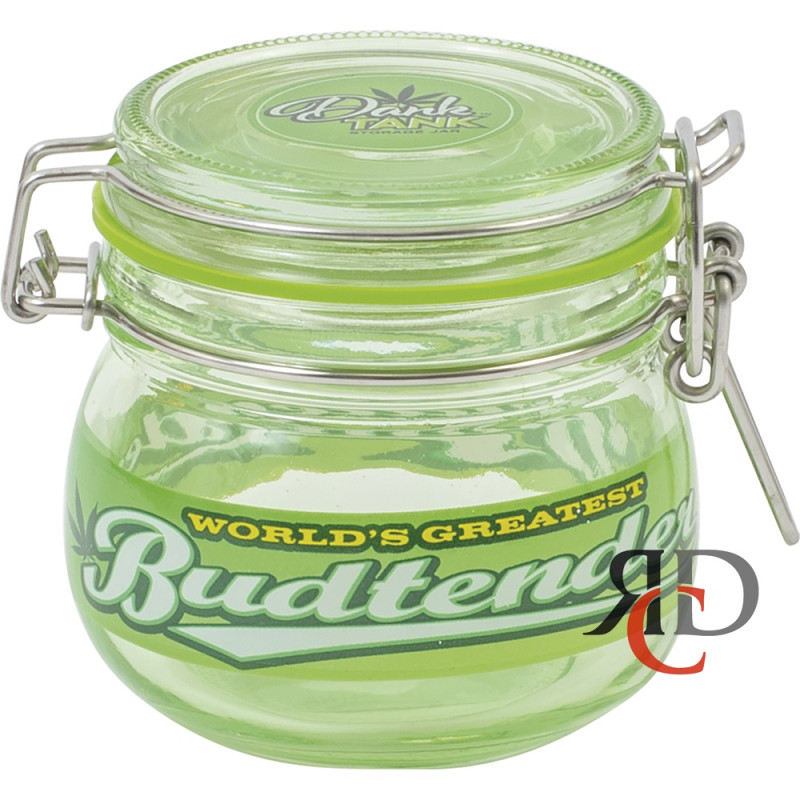 GLASS JAR 500ML GREEN BUDTENDER JAR22