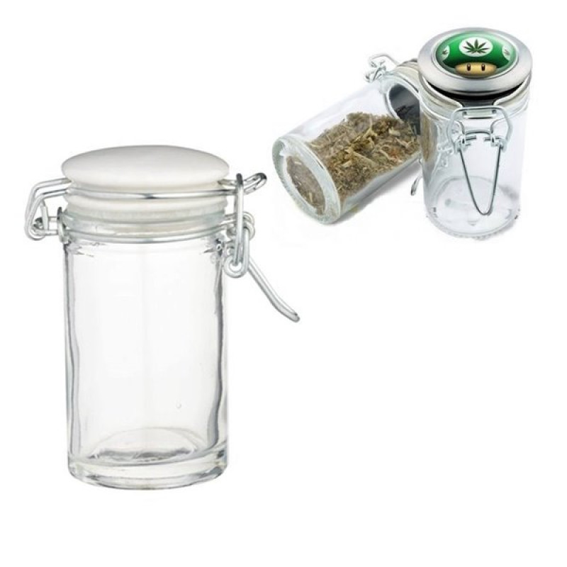 GLASS JAR W/AIR TIGHT GLIP LID W/ASST DESIGN 1 CT - JAR09