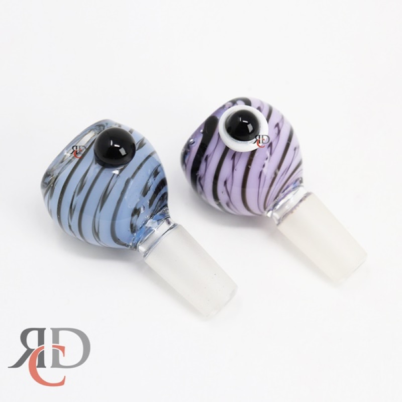 GLASS BOWL MILKY COLORED STRIPED BMD123-14MM 1CT