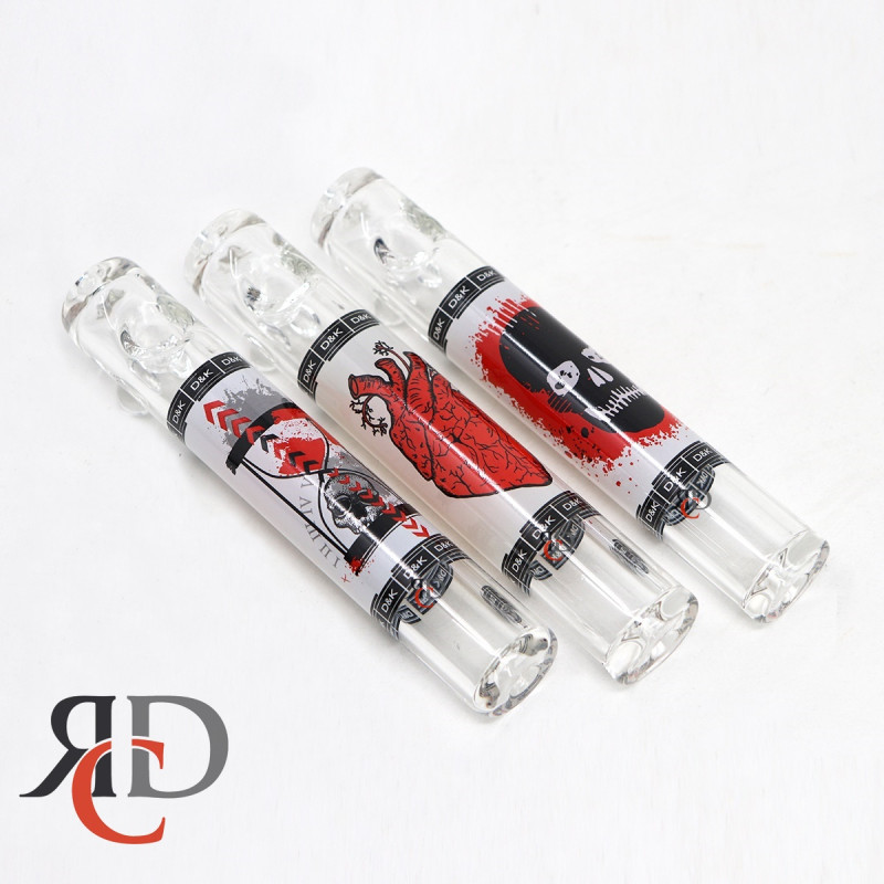 GLASS PIPE 6INCH STEAM ROLLER WITH BODY PARTS & SKULL DESIGN GP4072 1CT