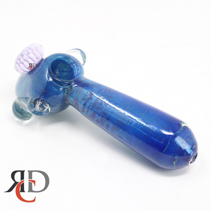 GLASS PIPE DOUBLE SLASS W/ FLOWER ON HEAD GP1401 1CT