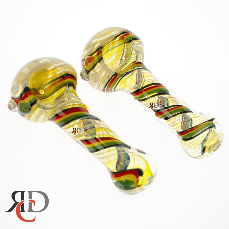 GLASS PIPE FULL TWISTING RASTA ART GP5609 1CT