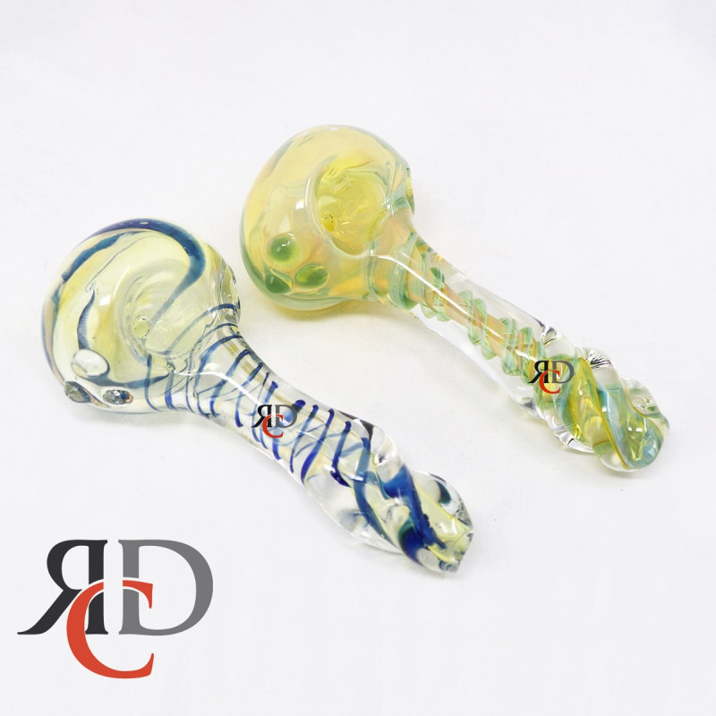 GLASS PIPE FUMED & TWIST HANDLE ART GP4076 1CT