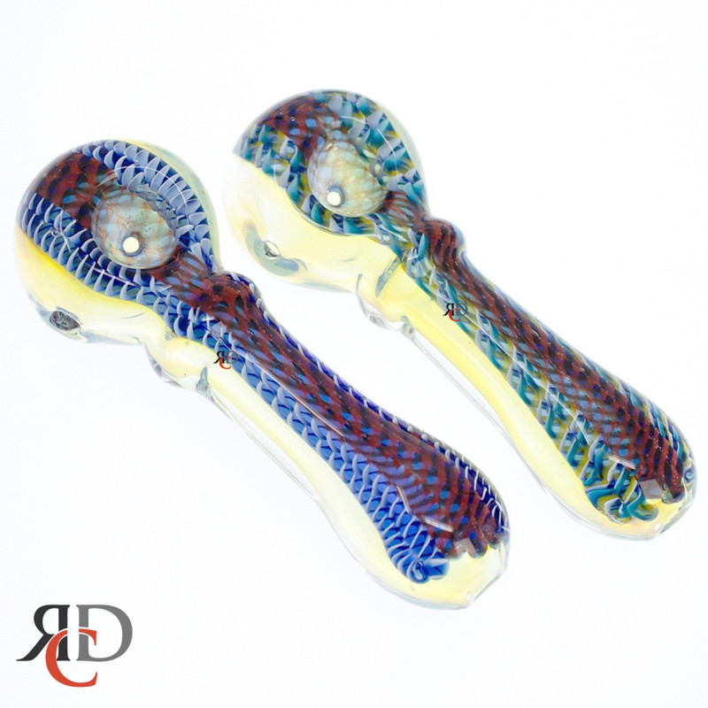 GLASS PIPE FUMED & TWISTING ROD ART GP6107 1CT