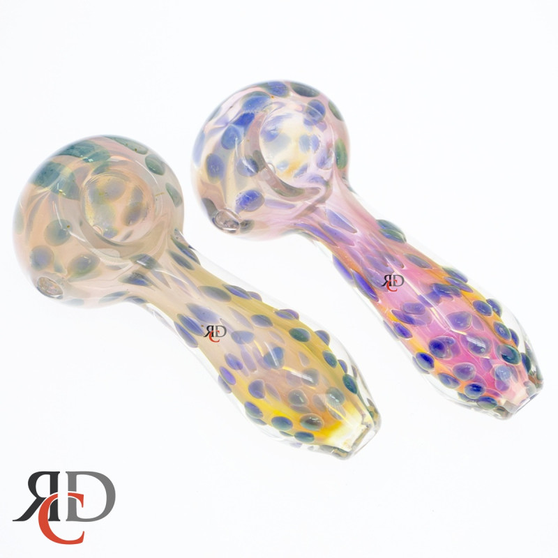 GLASS PIPE GOLD FUMED & DOT ART GP5096 1CT