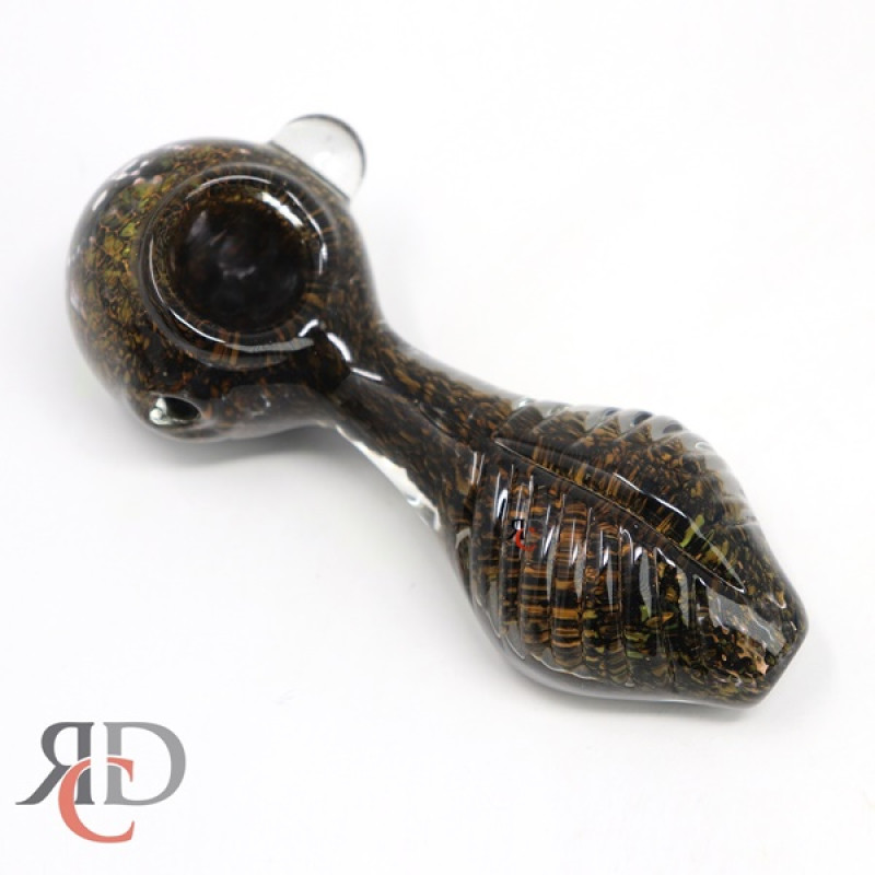 GLASS PIPE GOLD FUMED AND FANCY ART LEAF DESIGN GP8058 1CT
