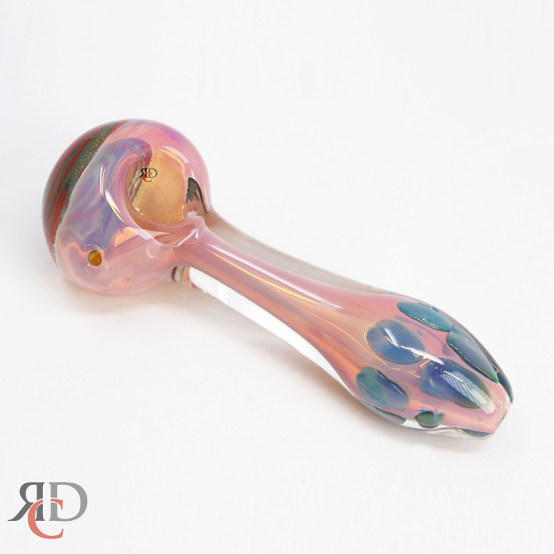 GLASS PIPE GOLD FUMED REVERSE STICKER HEAD GP7589 1CT