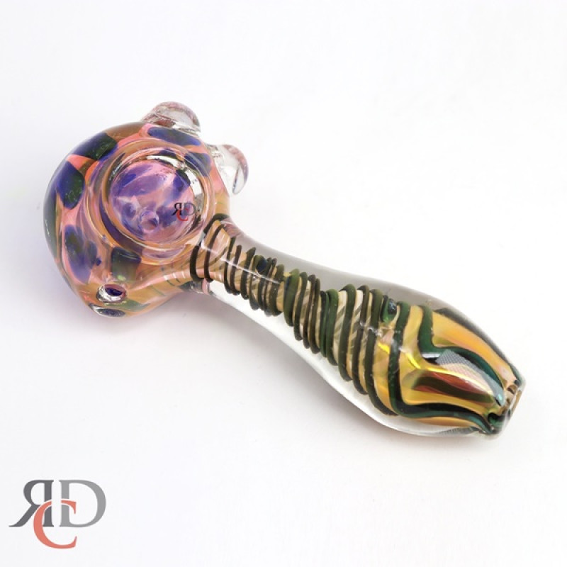 GLASS PIPE GOLD GREEN TWIST GP8059 1CT