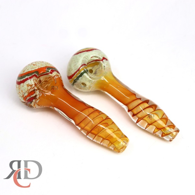 GLASS PIPE GOLDEN HANDLE SWIRL ART GP7550 1CT