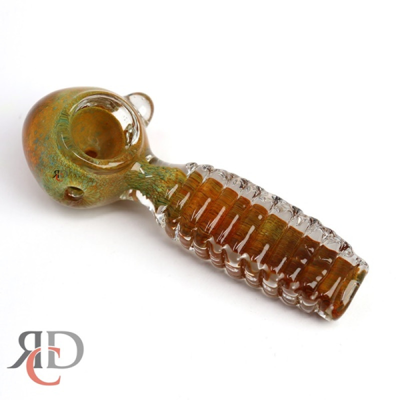 GLASS PIPE GOLDEN RIM HANDLE 4 FLAT GP7571 1CT