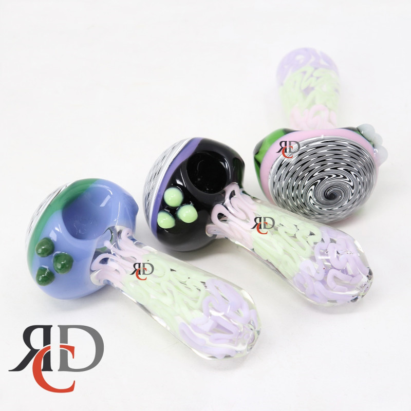 GLASS PIPE MILKY TUBE ZIG ZAG HEAD ART GP980 1CT