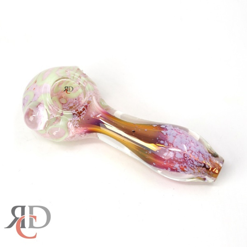 GLASS PIPE PINK GREEN HEAD ART HIGH END GP7561 1CT