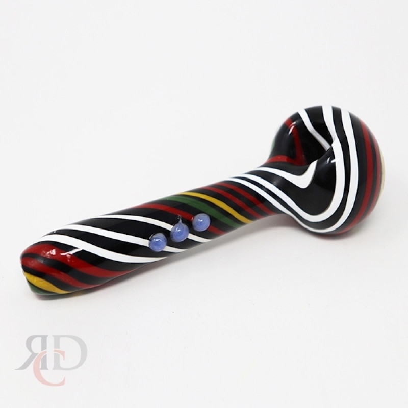GLASS PIPE RASTA ART PIPE ON BLACK TUBE GP8001 1CT