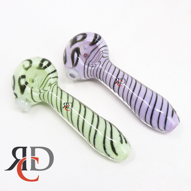 GLASS PIPE SLIME FRITED WITH BLACK SWRIL GP6076 1CT