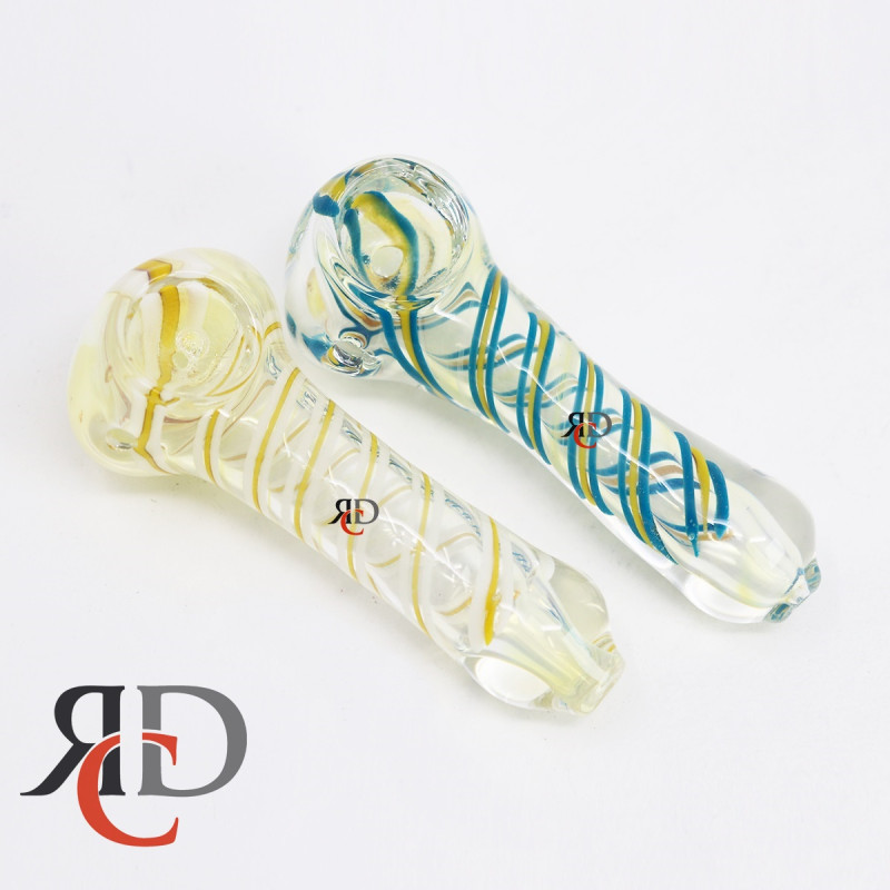 GLASS PIPE SWIRL ART GOLD FUMED GP2652 1CT