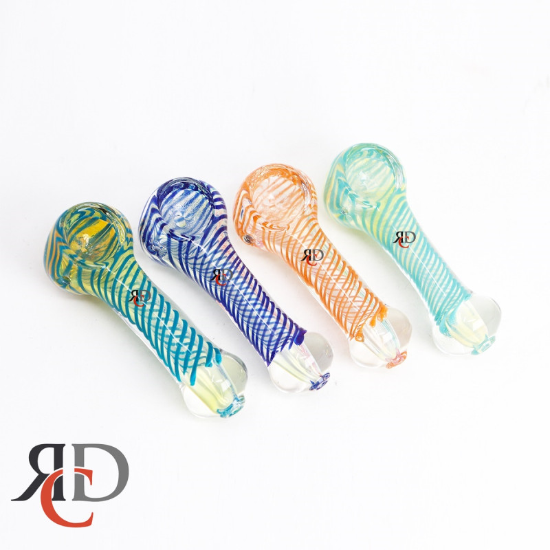 GLASS PIPE SWIRL ART GOLD FUMED HAND PIPE GP2679 1CT