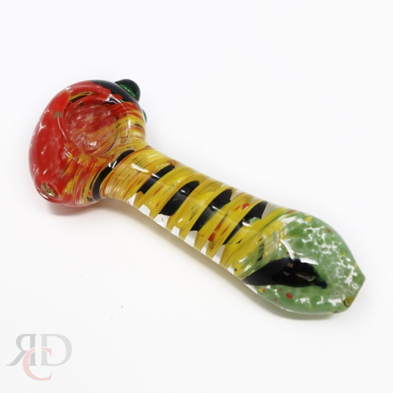 GLASS PIPE SWIRL RASTA ART HEAVY GP7511 1CT