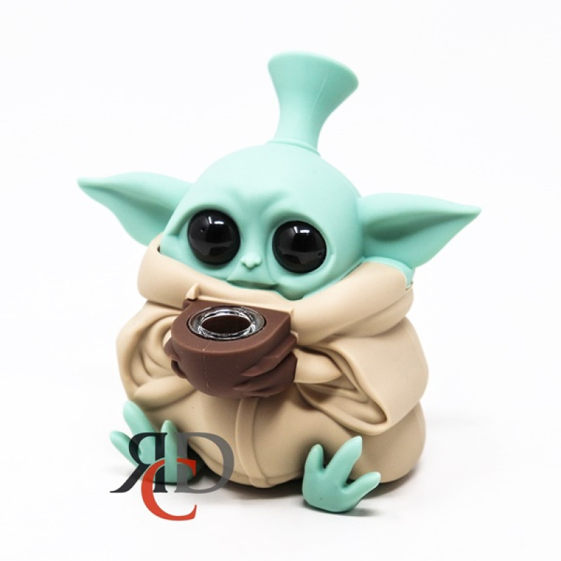 SILICONE HAND PIPE BABY YODA 1CT