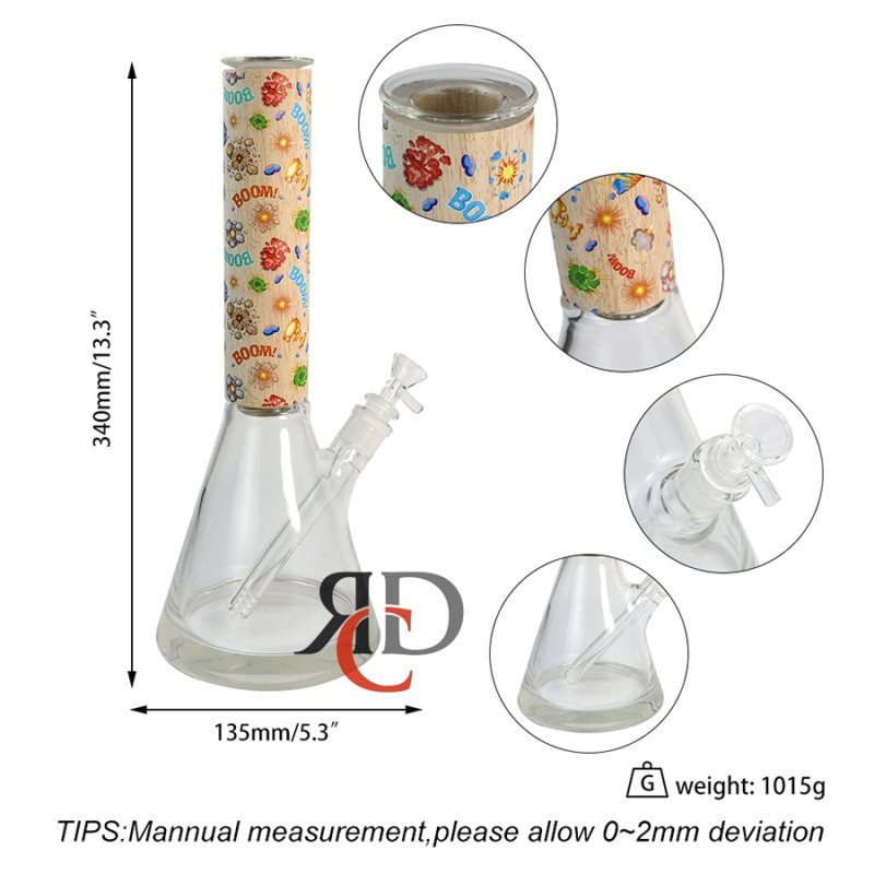 WATER PIPE BEAKER PRINTED WOODEN WP3402 1CT